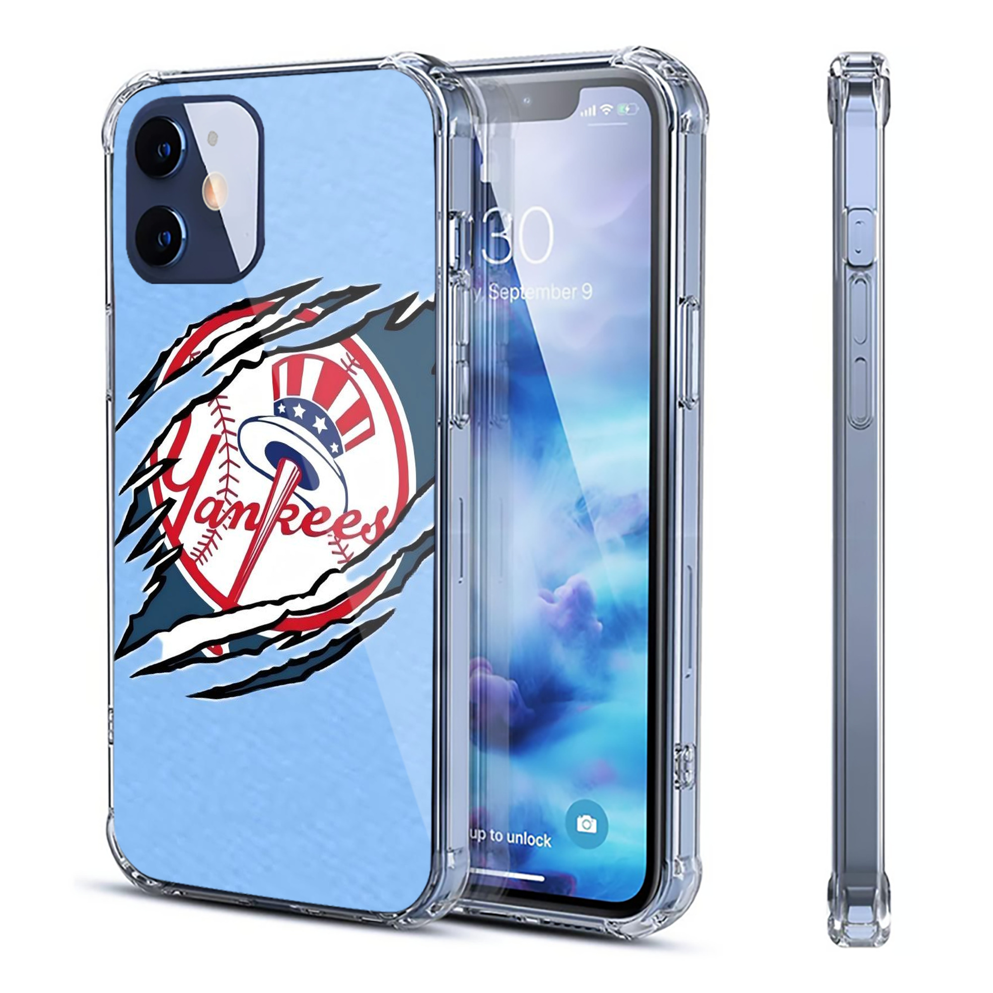 New York Yankees 128 Clear IPhone 12 Case – Soft TPU With UV Print – Enhanced Drop Protection, Precise Fit, Anti-Fingerprint, Customizable Design, Scratch-Resistant, Yellow-Resistant